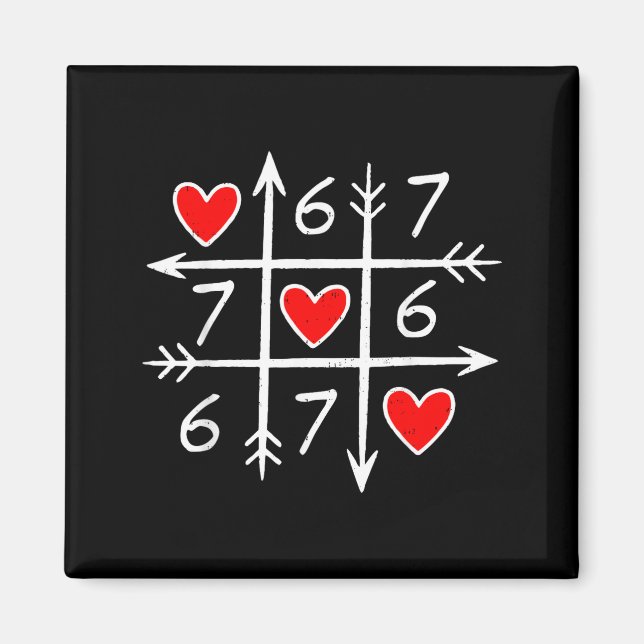Valentines Day Six Seven 67 Meme 6 7 Heart Boys Gi Magnet (Front)