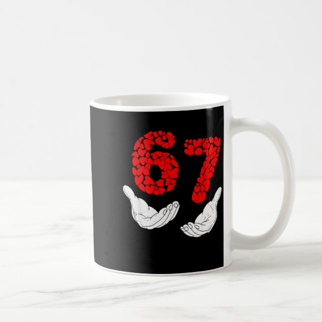 Valentines Day Six Seven 6 7 Meme Hand Heart 67 Me Coffee Mug (Right)