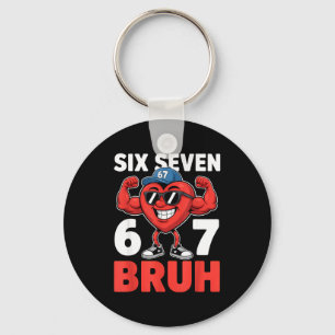 Valentines Day Six Seven Bruh 67 Meme Funny Valent Keychain