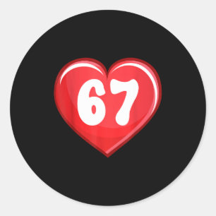 Valentine's Day Six Seven Hearts 6 7 Meme Gen Alph Classic Round Sticker