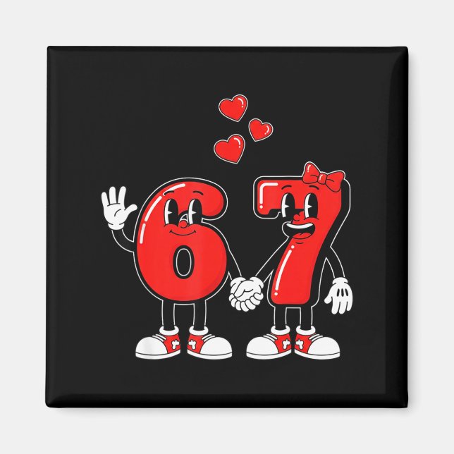 Valentine's Day Six Seven Hearts 6 7 Meme Gen Alph Magnet (Front)