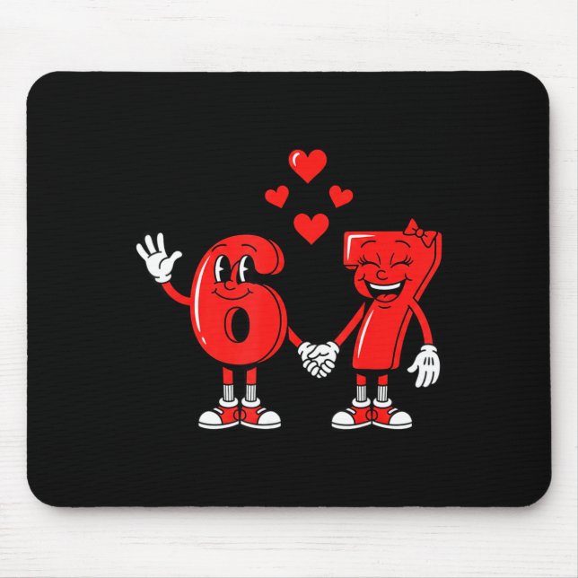 Valentine's Day Six Seven Hearts 6 7 Meme Gen Alph Mouse Pad (Front)