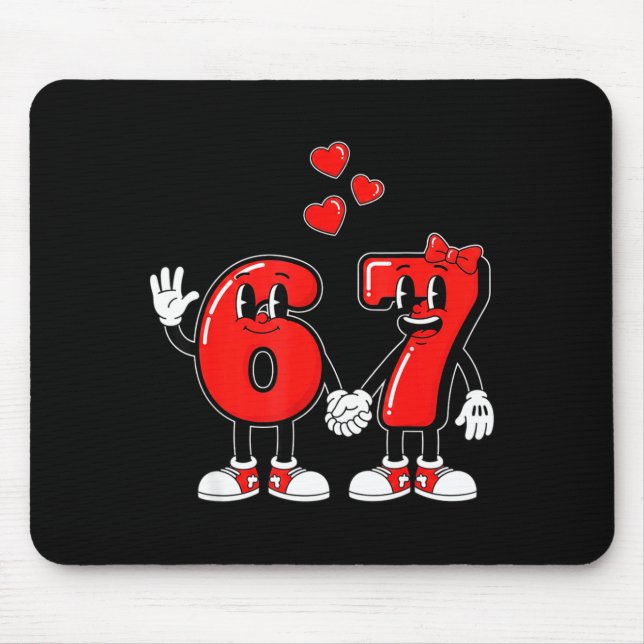 Valentine's Day Six Seven Hearts 6 7 Meme Gen Alph Mouse Pad (Front)
