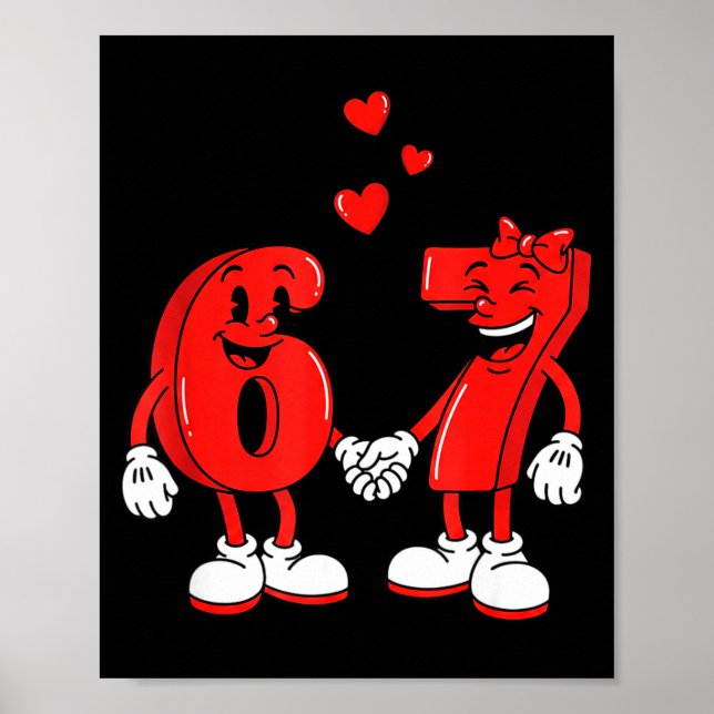 Valentine's Day Six Seven Hearts 6 7 Meme Gen Alph Poster (Front)