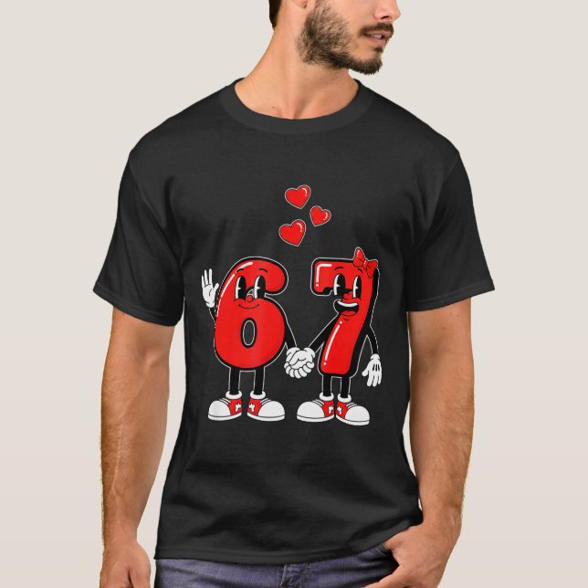 Valentine's Day Six Seven Hearts 6 7 Meme Gen Alph T-Shirt (Front)