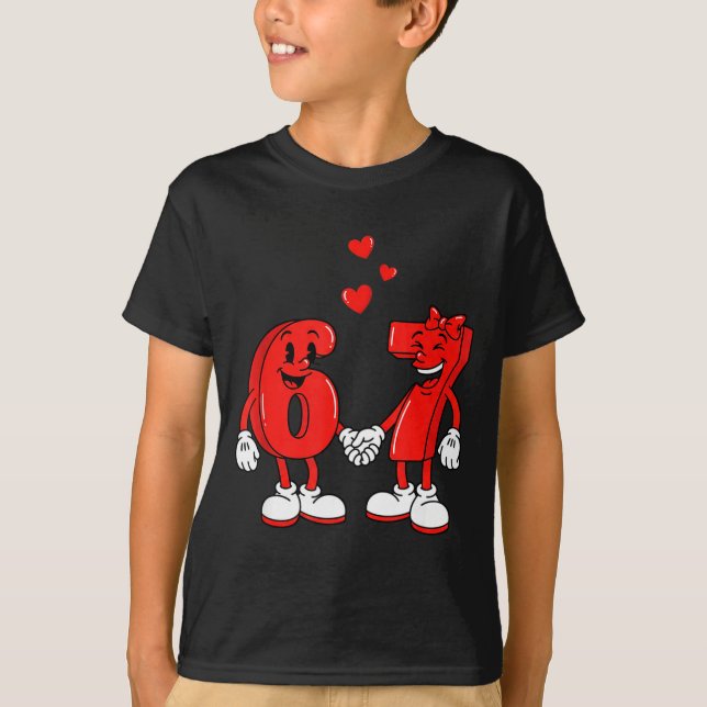 Valentine's Day Six Seven Hearts 6 7 Meme Gen Alph T-Shirt (Front)