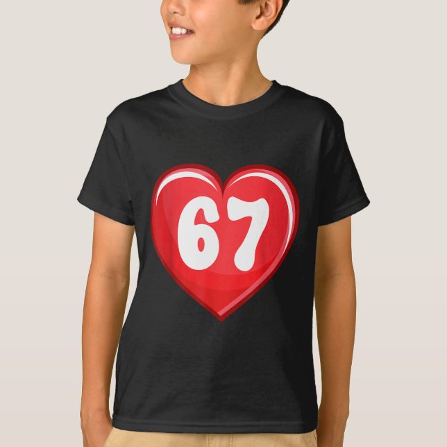 Valentine's Day Six Seven Hearts 6 7 Meme Gen Alph T-Shirt (Front)