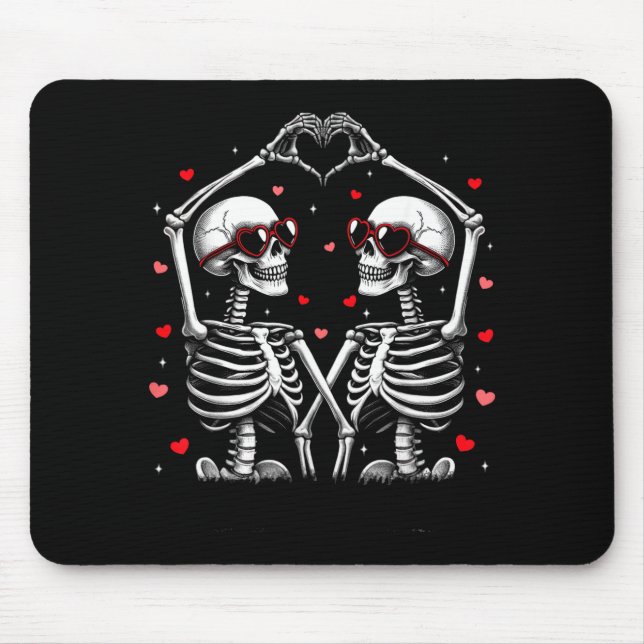 Valentines day skeleton hand heart funny matching mouse pad (Front)