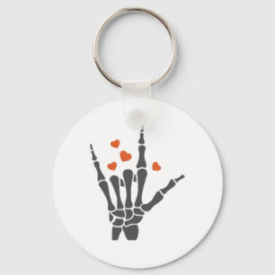 Valentines Day Skeleton Hand Love Pocket Design Fo Keychain