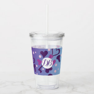Valentines Day Skeleton Keys and Hearts Monogram Acrylic Tumbler