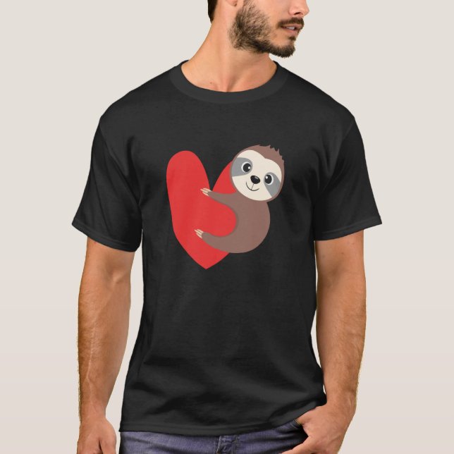 Valentine's Day Sloth Heart Sloth Animal Sloth Lov T-Shirt (Front)