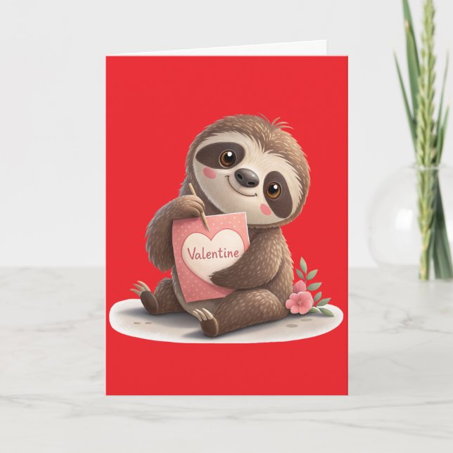 Valentine's Day Sloth Holiday Card (Front)