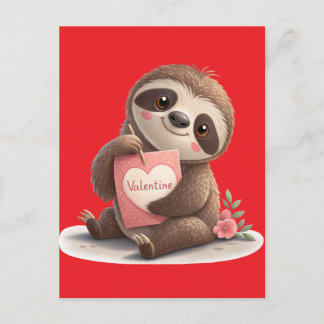 Valentine's Day Sloth Holiday Postcard