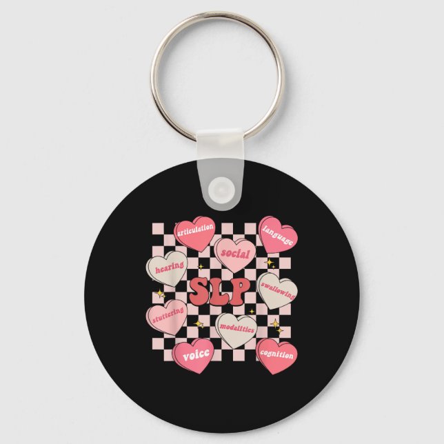Valentines Day Slp Candy Heart Speech Therapy Sped Keychain (Front)