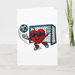 Valentines Day Soccer Goalkeeper Funny Heart Boys  Card