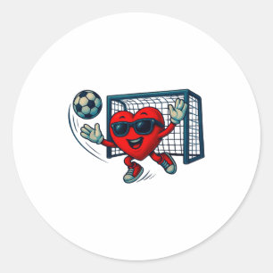 Valentines Day Soccer Goalkeeper Funny Heart Boys  Classic Round Sticker