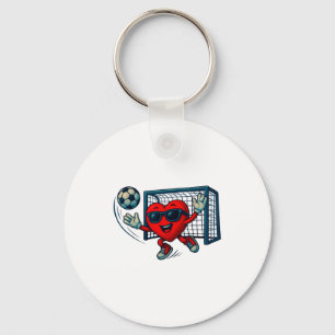 Valentines Day Soccer Goalkeeper Funny Heart Boys  Keychain