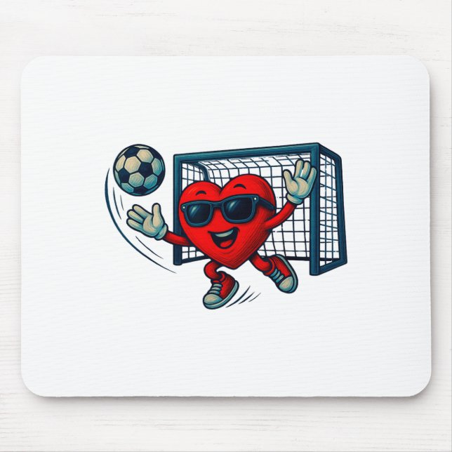Valentines Day Soccer Goalkeeper Funny Heart Boys  Mouse Pad (Front)