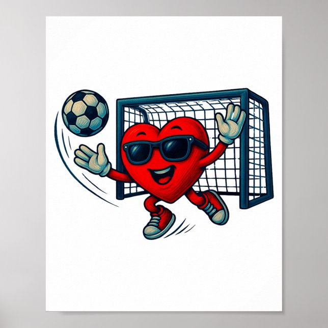 Valentines Day Soccer Goalkeeper Funny Heart Boys  Poster (Front)