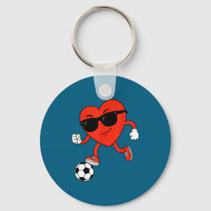Valentine's Day Soccer Heart Playing Artwork Keychain