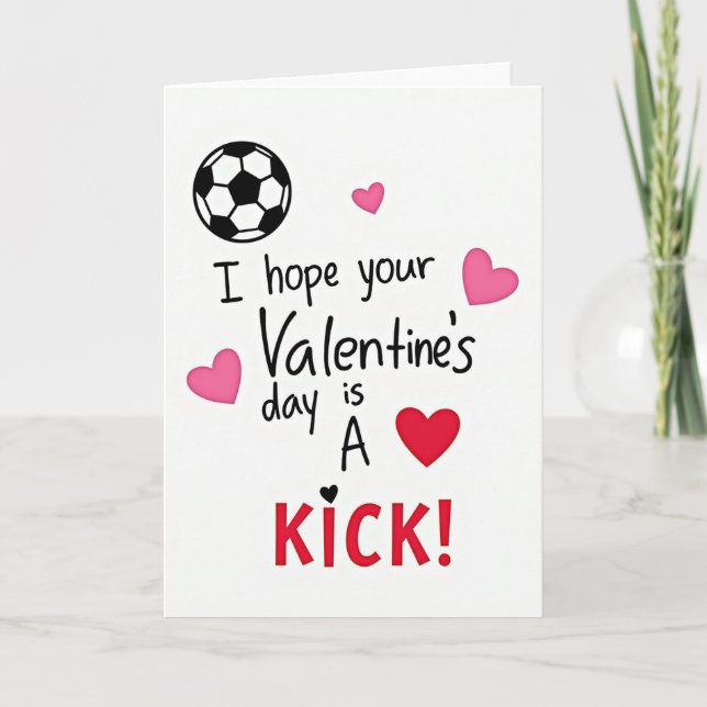 Valentines Day Soccer Kick Card (Front)
