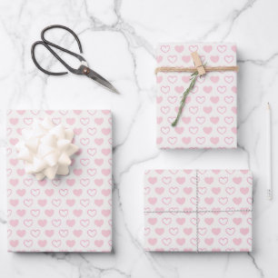 Valentine's Day Soft Pink White Hearts Baby Shower Wrapping Paper Sheet