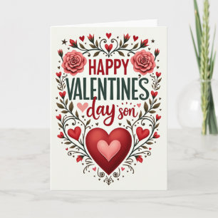 Valentines Day Son Floral Hearts Card