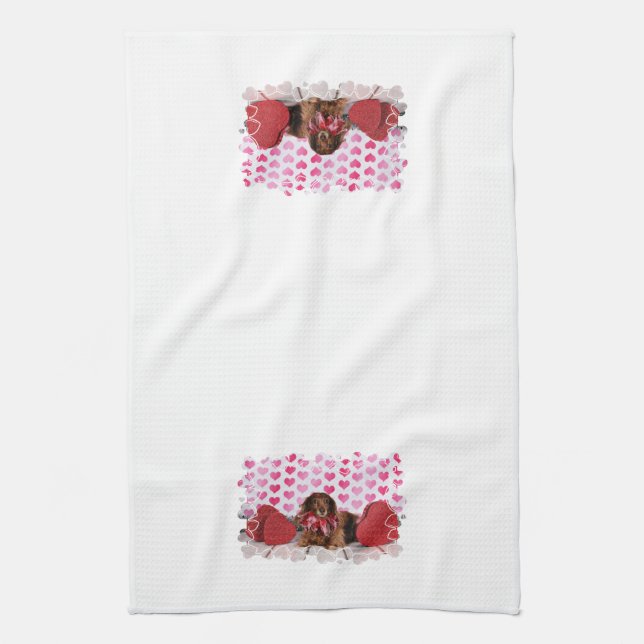 Valentine's Day - Sophie - Dachshund Kitchen Towel (Vertical)