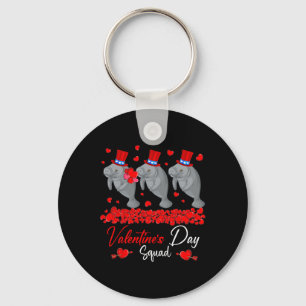 Valentine's Day Squad Three Cute Manatees Zoo Anim Keychain