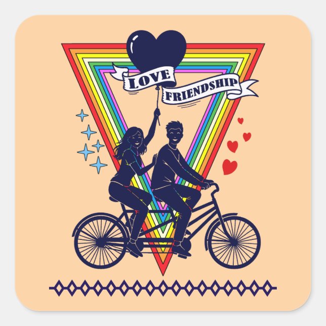 Valentine's day square sticker (Front)