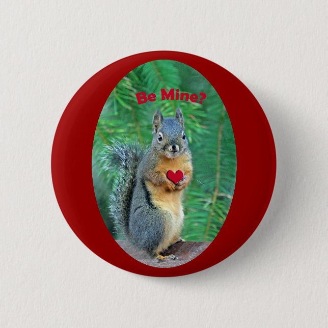 Valentine's Day Squirrel 2 Inch Round Button (Front)