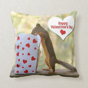 Valentines Day Squirrel Throw Pillow