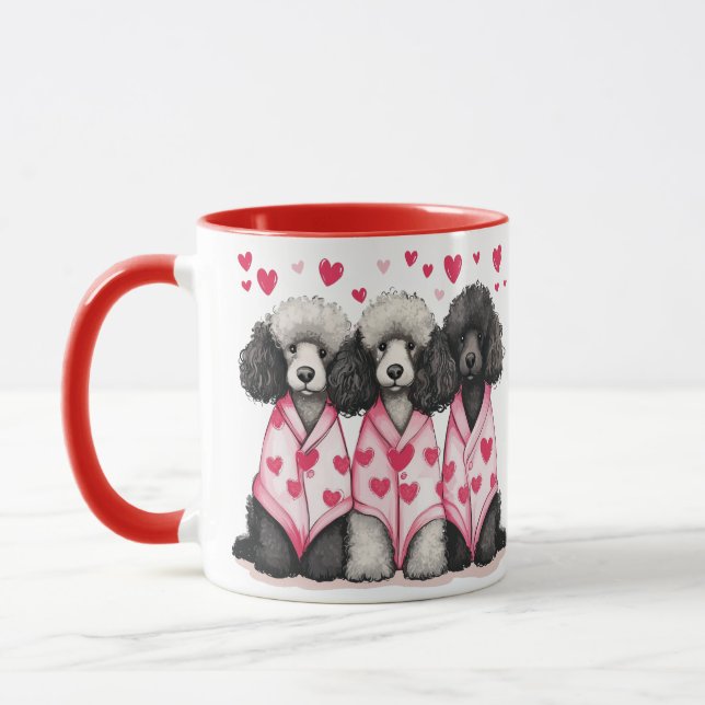 Valentines Day Standard Poodle Dogs Mug (Left)