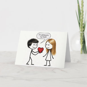 Valentine's Day Stick Figure Boy Card
