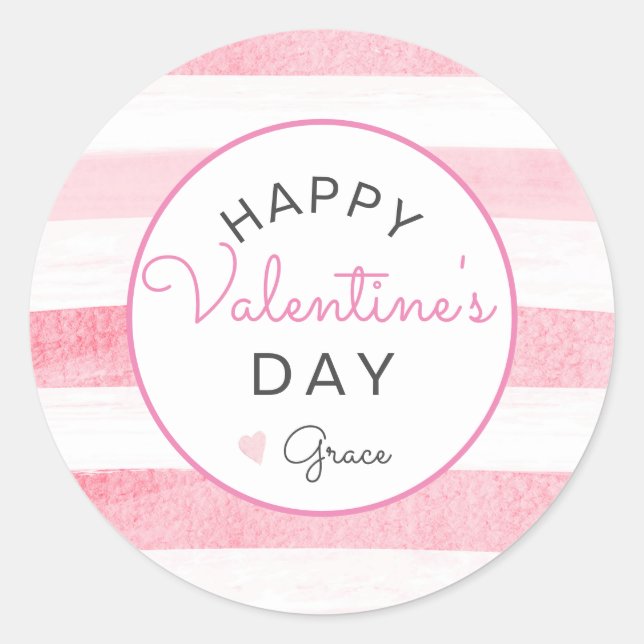 Valentine's Day Sticker, Heart Sticker, Classic Round Sticker (Front)