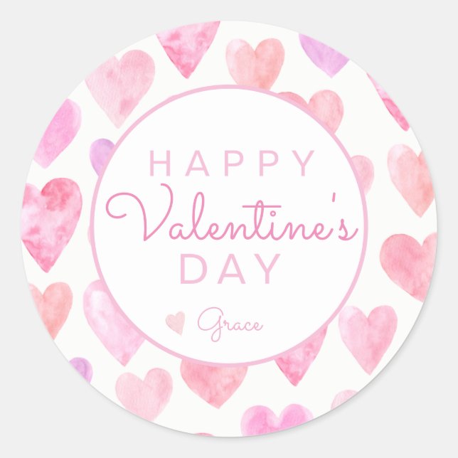 Valentine's Day Sticker, Heart Sticker, Classic Round Sticker (Front)