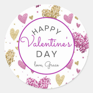 Valentine's Day Sticker, Heart Sticker, Classic Round Sticker