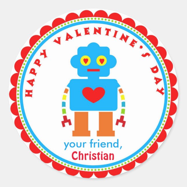 Valentine's Day Stickers Robot Stickers (Front)