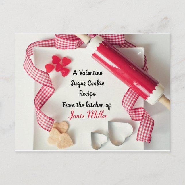Valentine's Day Sugar Cookie Recipe Postcard (Front)