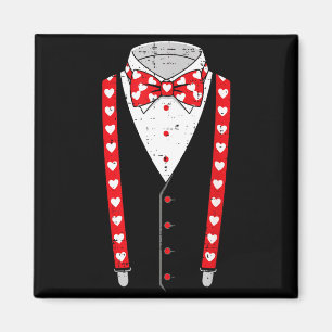Valentines Day Suspenders Bow Tie Suit Costume Men Magnet