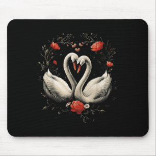 Valentines Day Swans Heart Romantic Couple Love Da Mouse Pad
