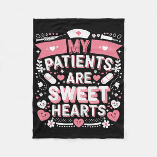 Valentines Day Sweet Hearts Nursing Love My Patien Fleece Blanket