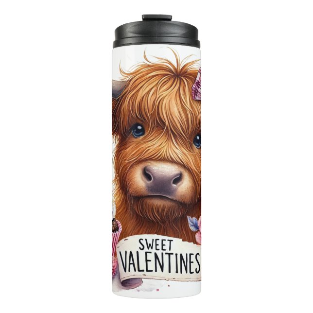 Valentines Day Sweet Highland Cow Thermal Tumbler  (Front)