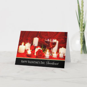 Valentine's Day - Sweetheart - Wine and Roses Holiday Card