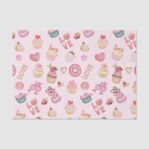 Valentine's Day Sweets and Cupcakes Pink Tissue Paper