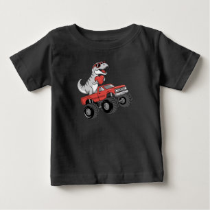 Valentine's Day T Rex Dinosaur Riding Monster Truc Baby T-Shirt