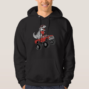 Valentine's Day T Rex Dinosaur Riding Monster Truc Hoodie