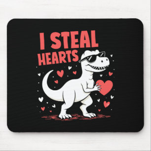 Valentines Day T-rex I Steal Hearts Dinosaur Love  Mouse Pad