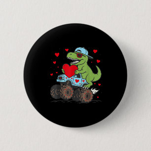 Valentines Day T Rex Riding Monster Truck Funny To 2 Inch Round Button
