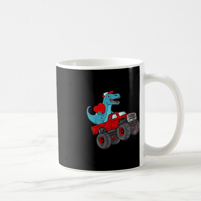 Valentines Day T Rex Riding Monster Truck Toddler  Coffee Mug (Right)